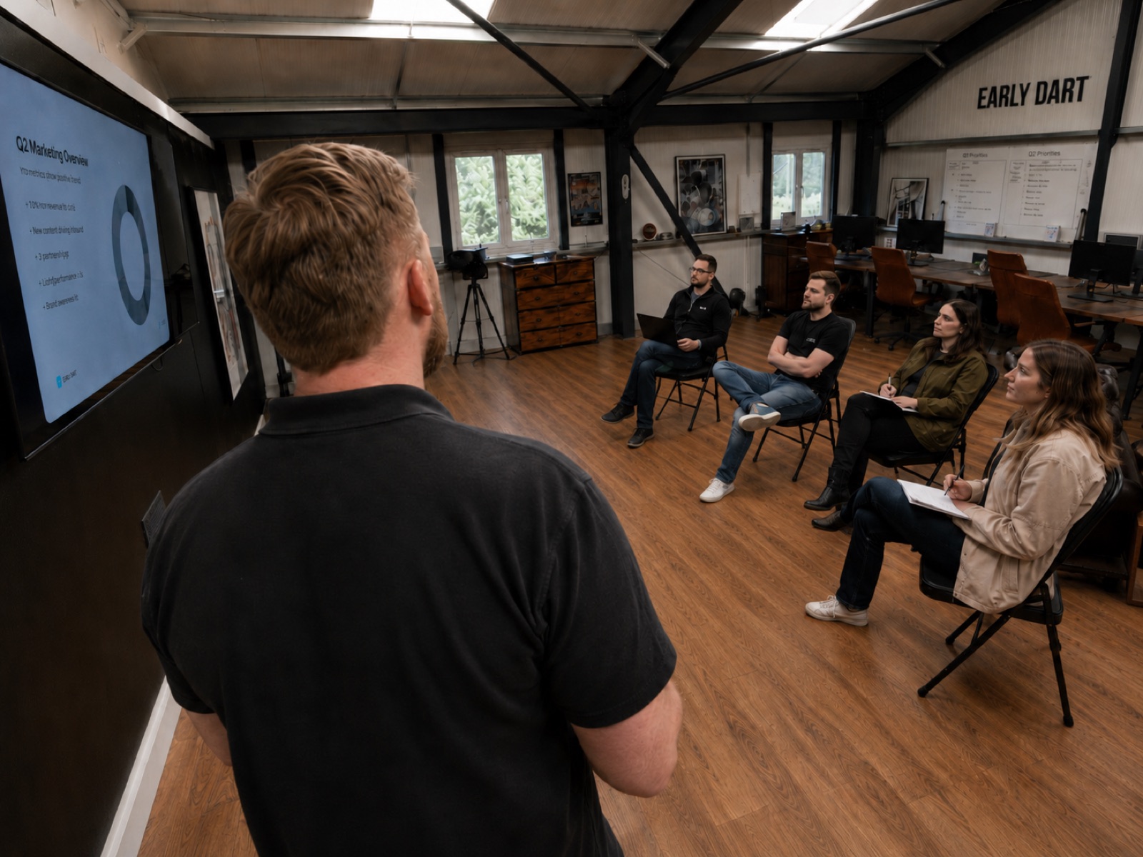Bud running an Early Dart AI workshop for a small group in Northwich