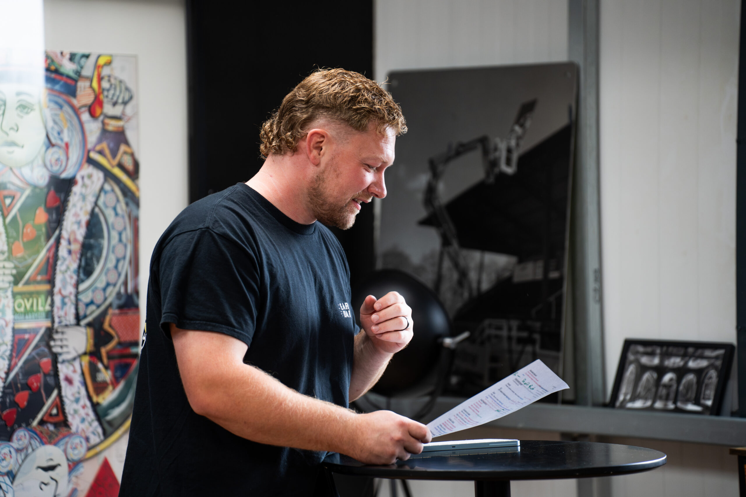 Bud working through a plan on paper at an Early Dart session
